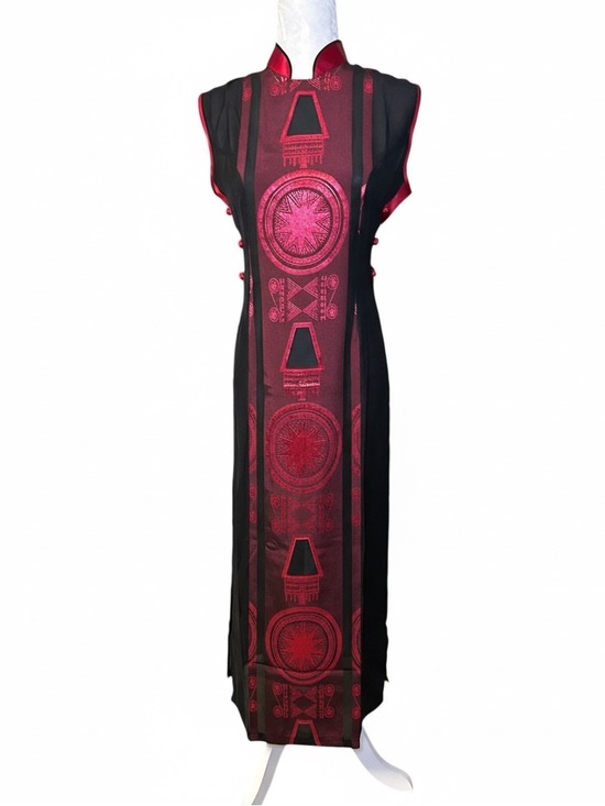 Dresses & Skirts - Silk Stunning Red & Black Asian Tunic Vest Statement Piece - Small